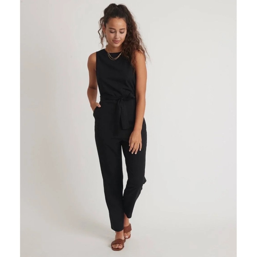 Marine Layer Eloise Belted Jumpsuit in Black